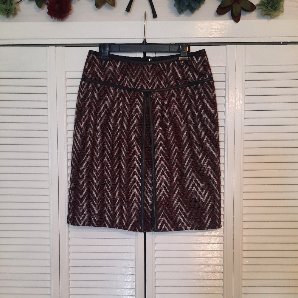 Doncaster leather wool blend pencil chevron skirt sz 8 NWT *2 - Picture 9 of 10
